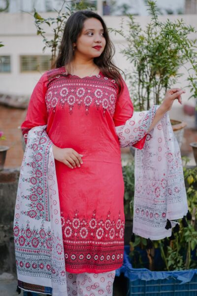 Premium Unstitched Cotton Three Piece 08